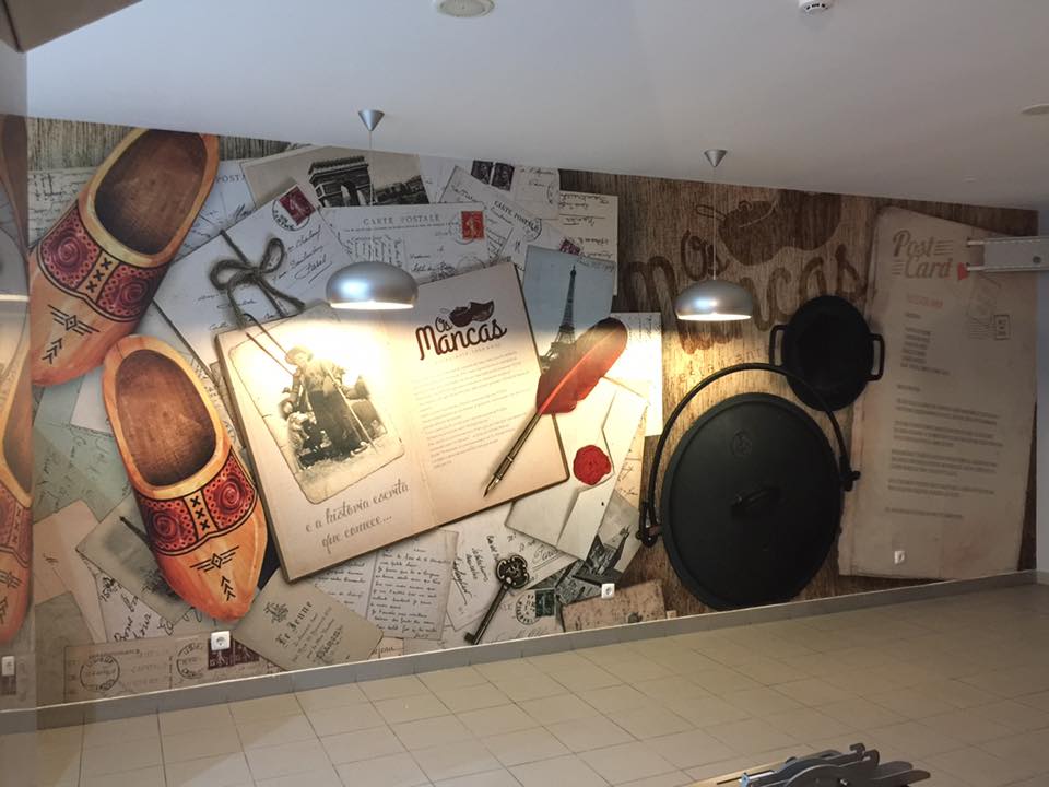 Desenvolvimento de logótipo, decoração de montras, reclamos luminosos, individuais de refe