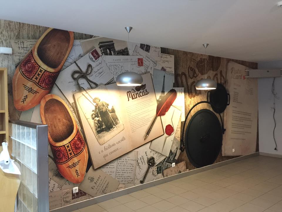 Desenvolvimento de logótipo, decoração de montras, reclamos luminosos, individuais de refe