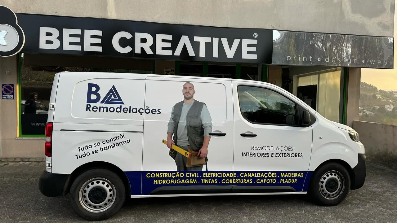 Decoração e design de viatura para a empresa BA Remodelações. Saiba mais em Beecreative.pt